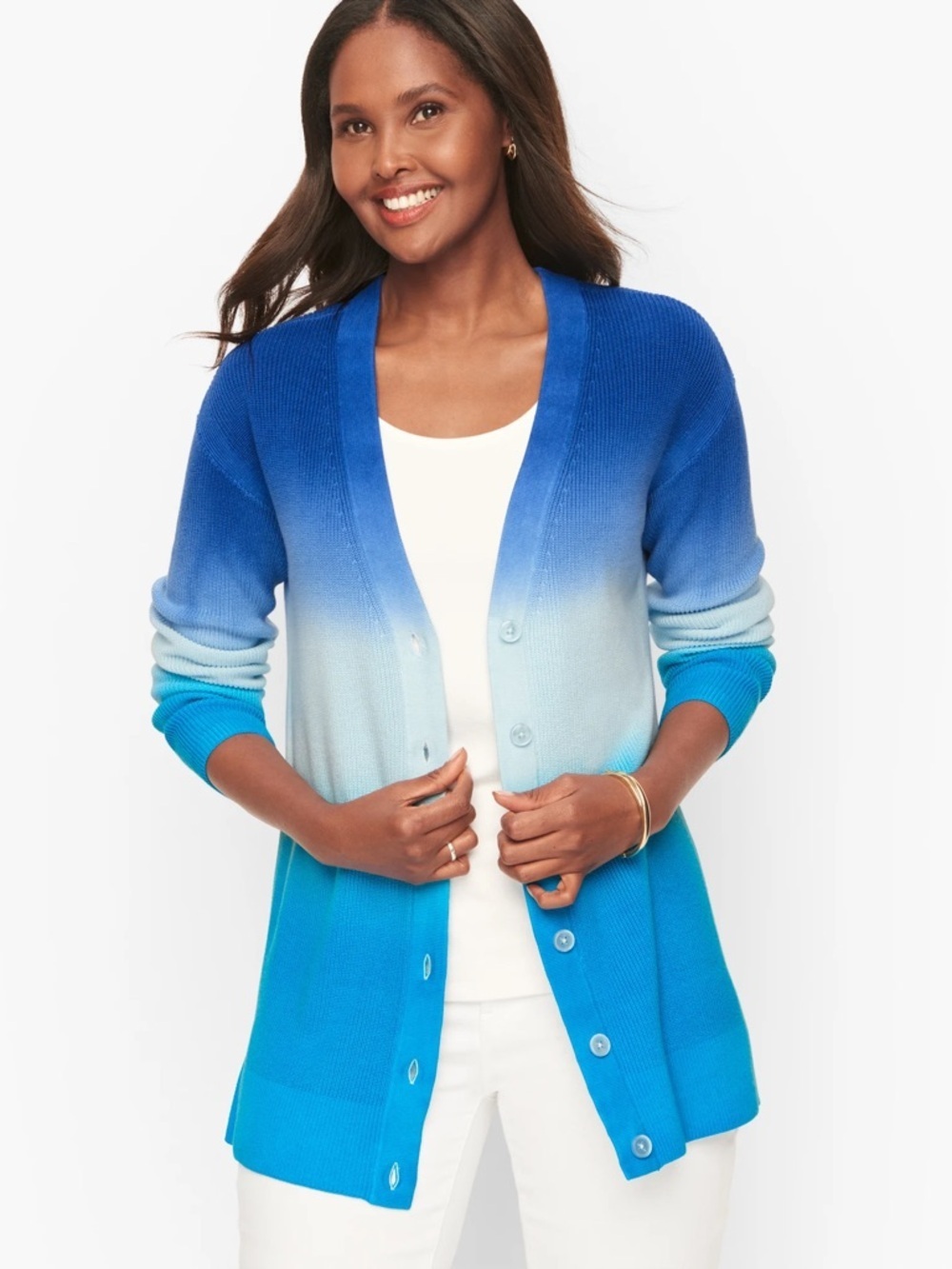 Talbots Girlfriend Dip Dyed Cardigan Sweater, Size L, Great Condition